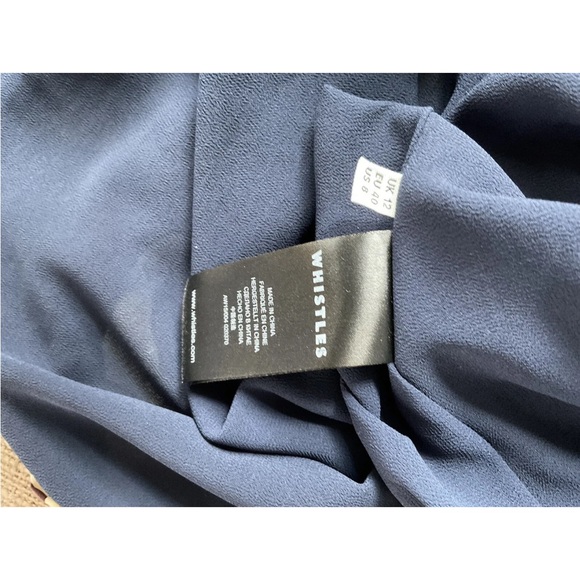 Whistles Marisa Loop Print Draped Dress Size 12 Blue Midi - Picture 7 of 9